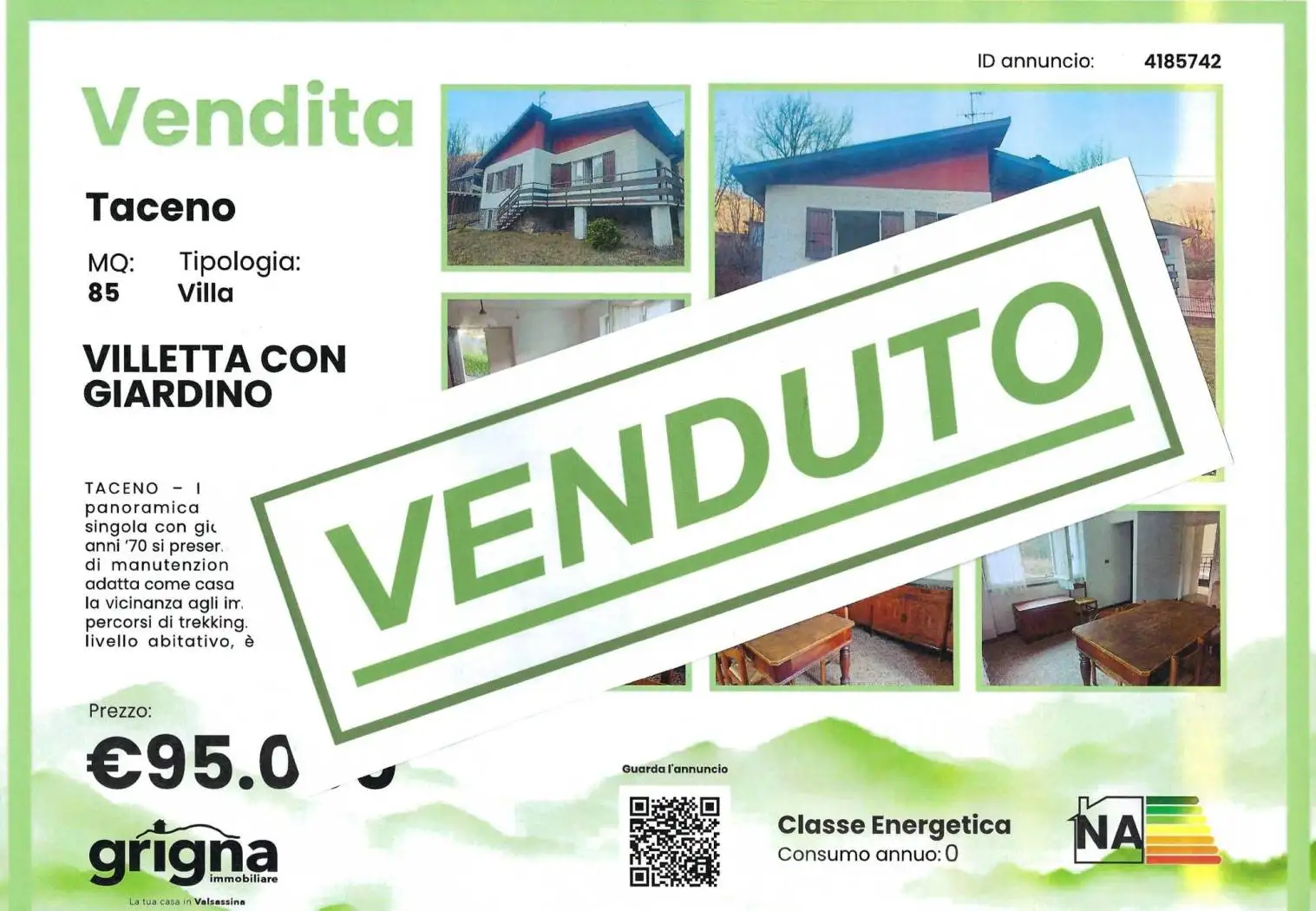 Villa in vendita a Taceno