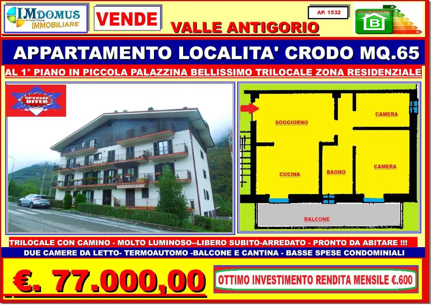 Appartamento in vendita a Crodo