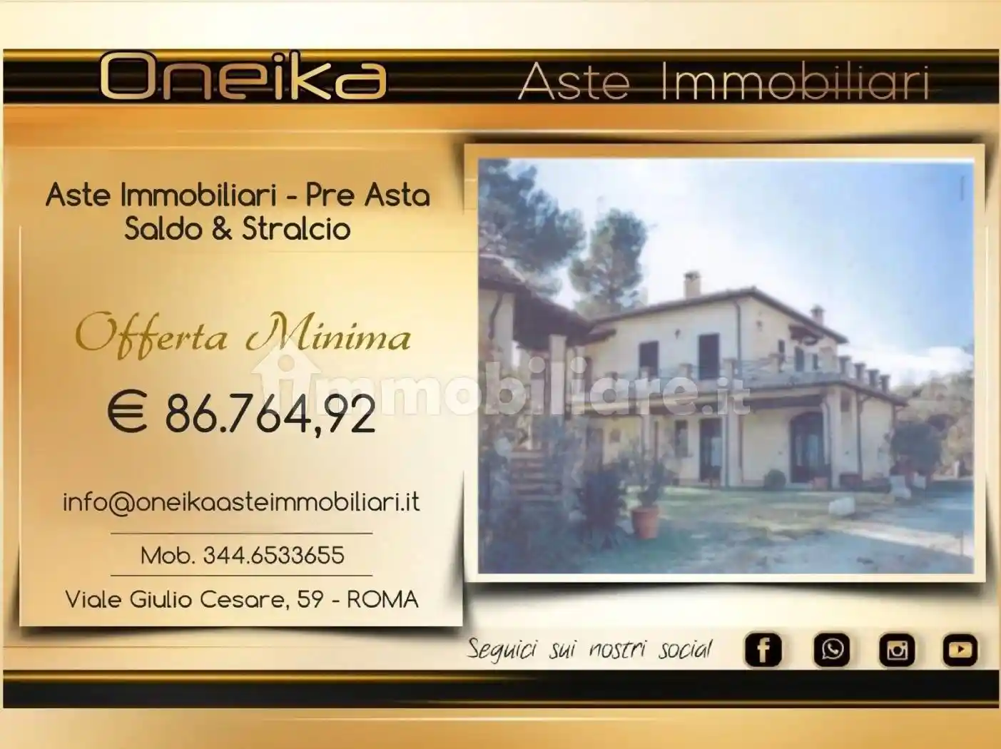 Villa in asta a Vacone