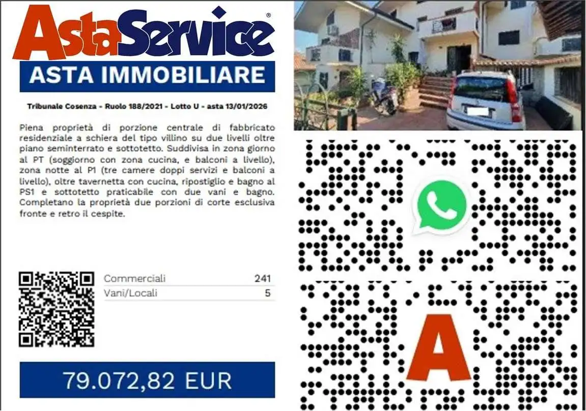 Villa in asta a Cosenza