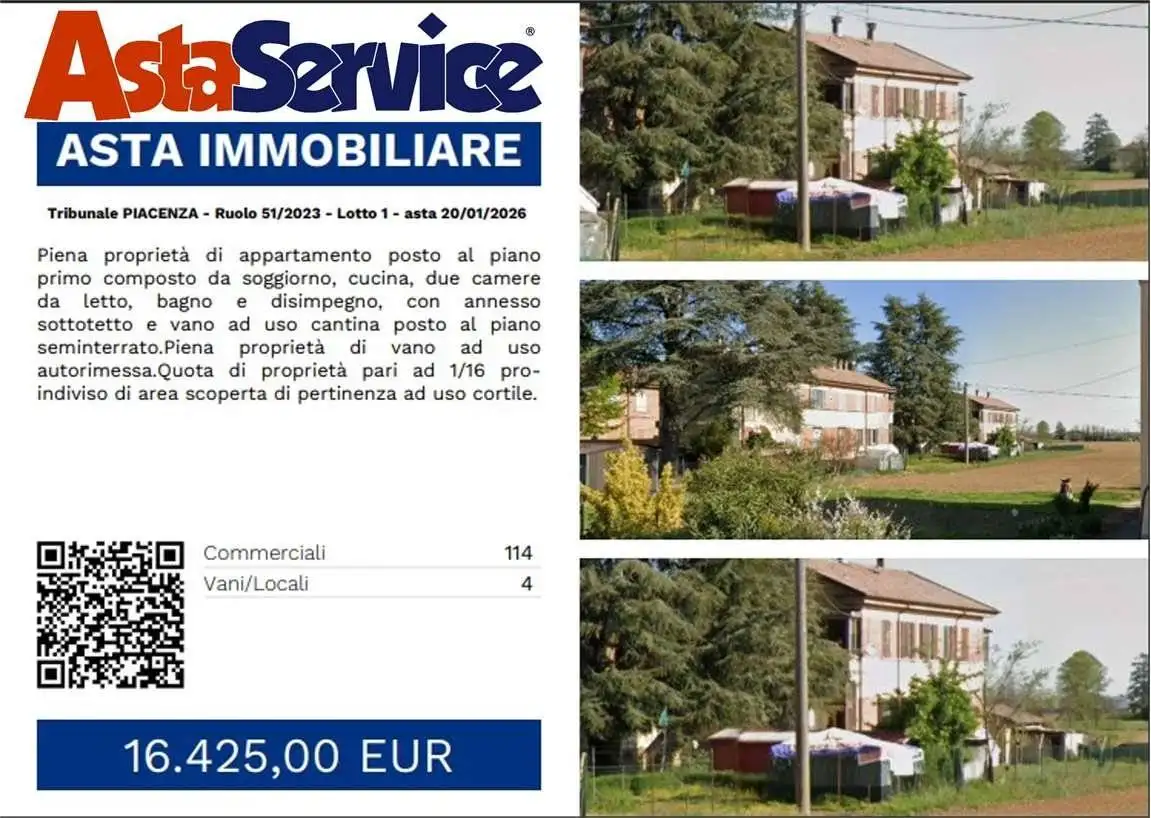 Appartamento in asta a Carpaneto Piacentino