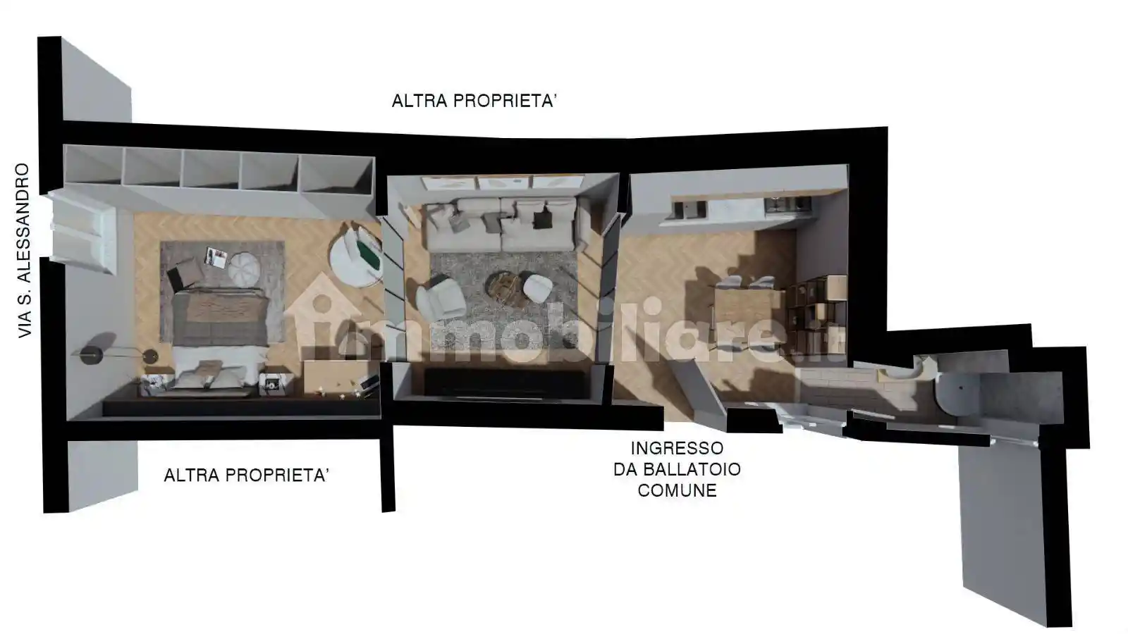 Bilocale via Sant'Alessandro 44A, Centro, Bergamo - foto 3