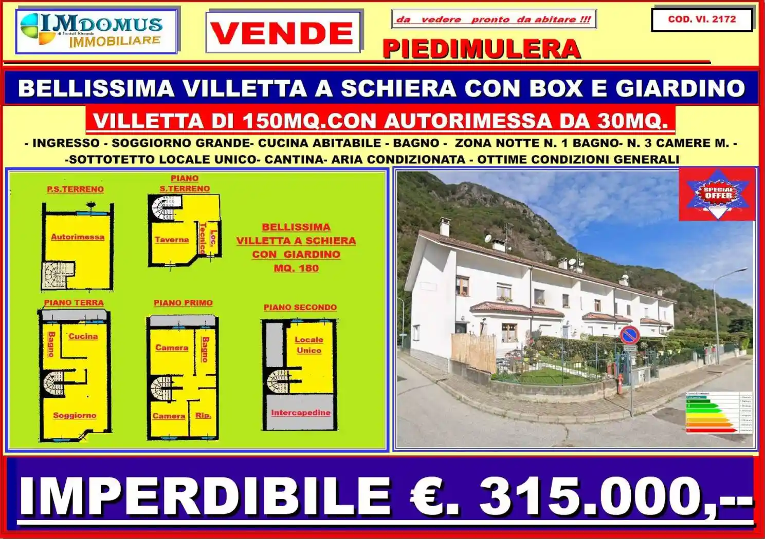 Villetta a schiera in vendita a Piedimulera