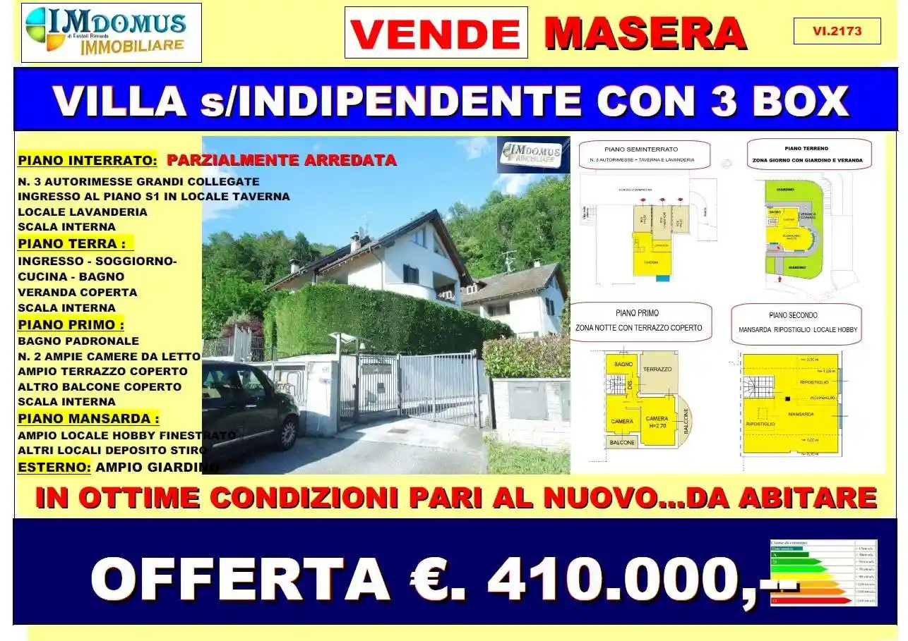Villa in vendita a Masera
