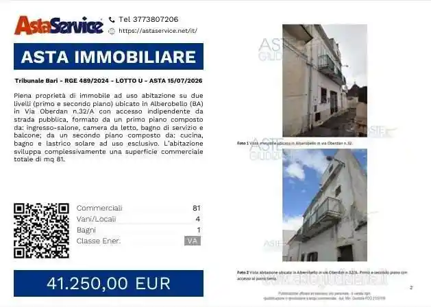 Appartamento in vendita a Alberobello