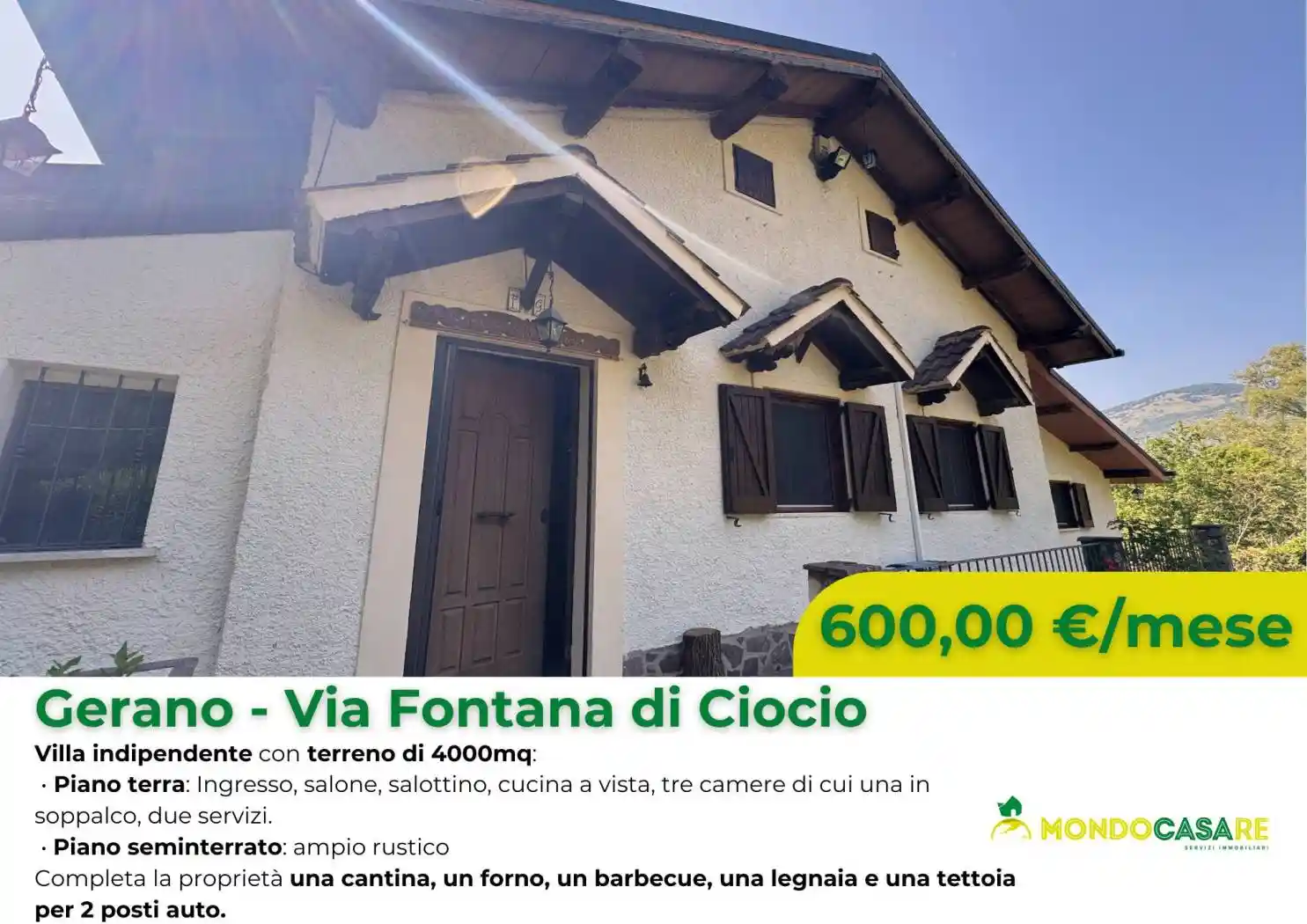 Villa in affitto a Gerano