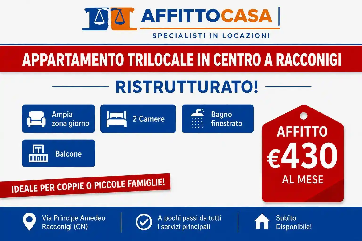 Appartamento in affitto a Racconigi